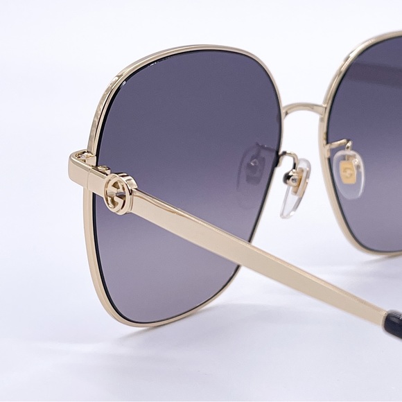 NEW GUCCI GG1089SA 001 WOMEN SUNGLASSES GUCCI GG1089SA GOLD + GOLD CHAIN - Picture 6 of 12